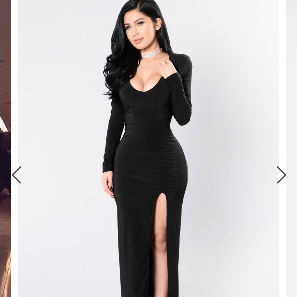 Black split dress
